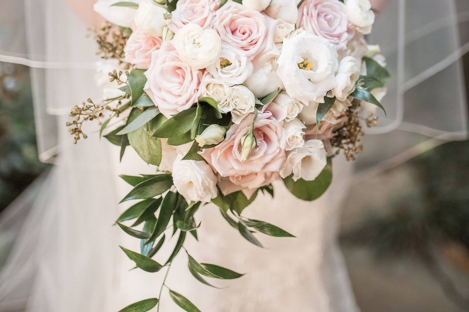 The bride holding her bouquet