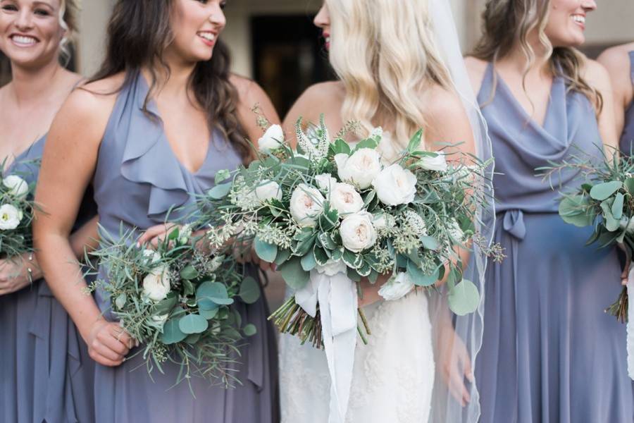 The bride with her bridesmaids