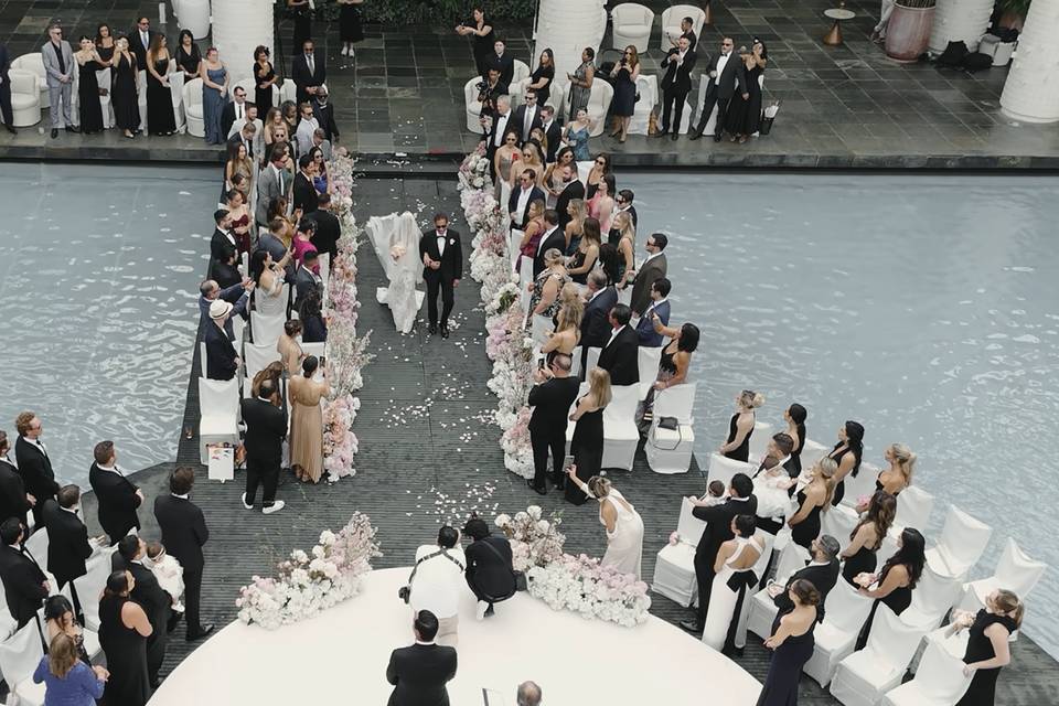 Bride and Groom down the aisle