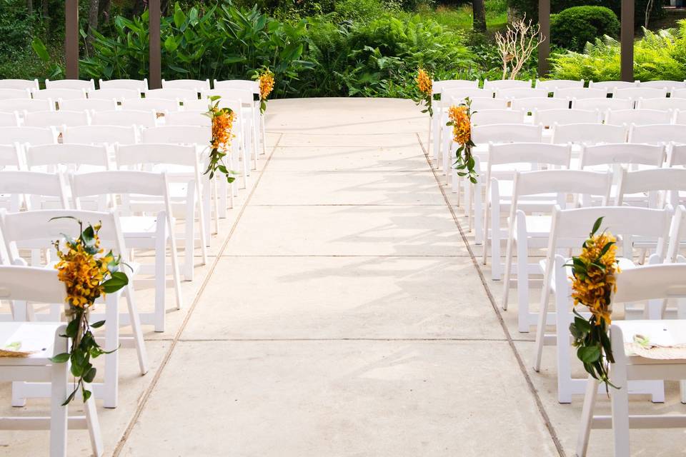 White resin folding chairs
