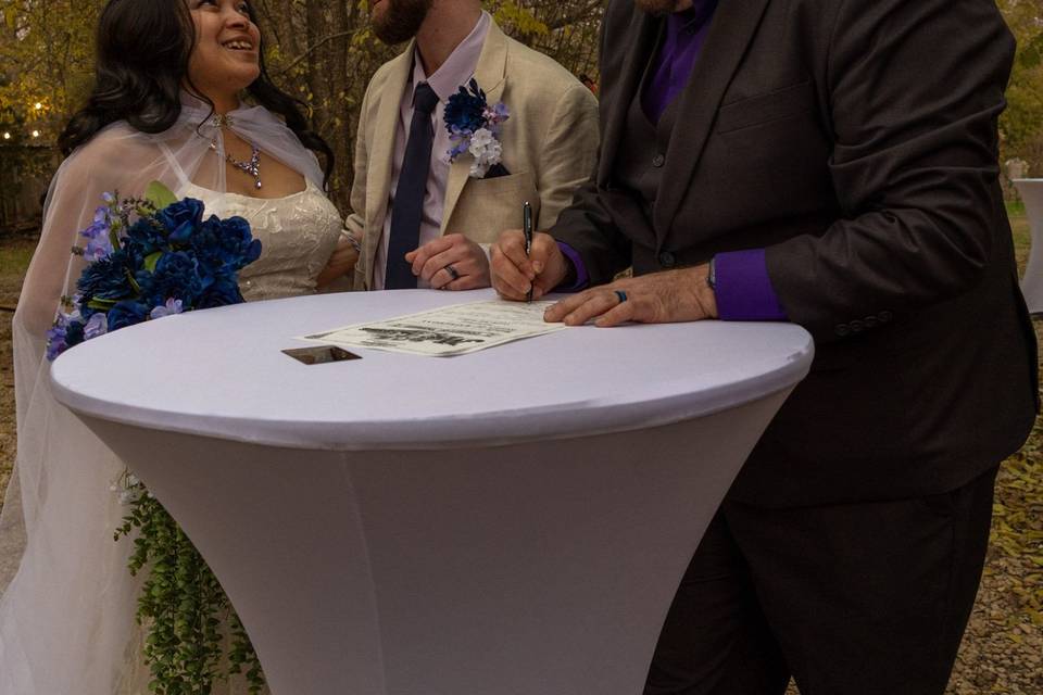 Signing Marriage Certificate