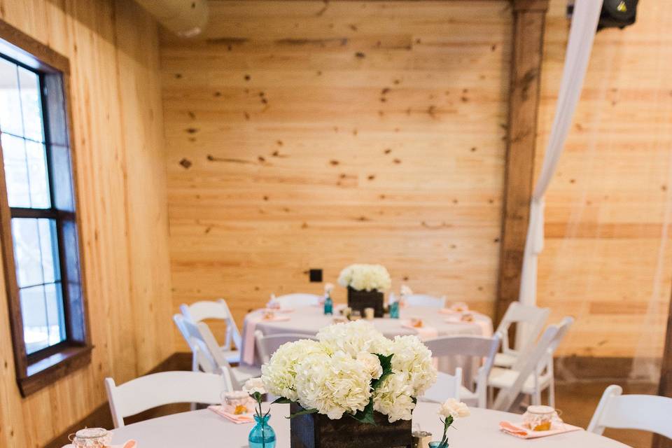 Table setting and floral centerpiece