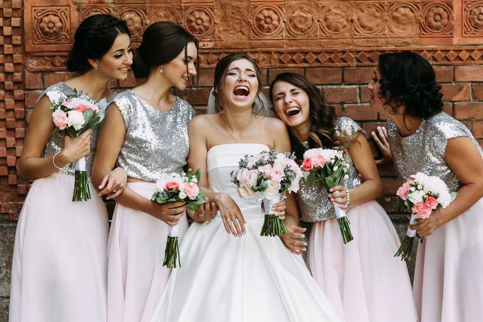 Sharing laughs with the bride