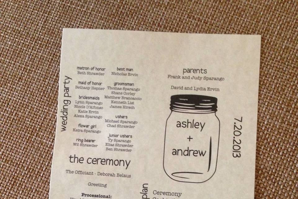 Wedding program