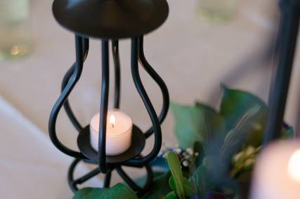 Candle and floral decor