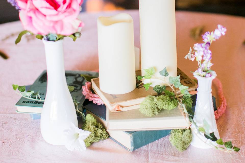 Vintage Books, Milk Glass Vase