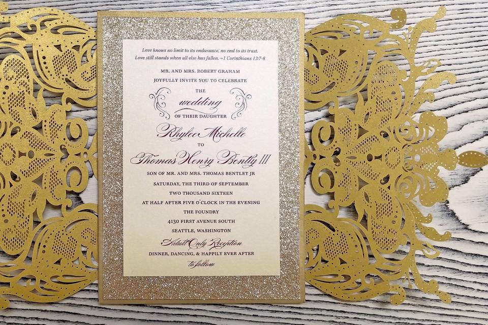 Teal + Gold Foil Menu