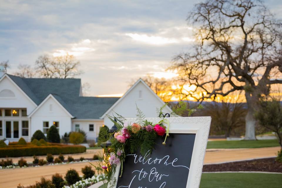 Ornate chalkboard with easel