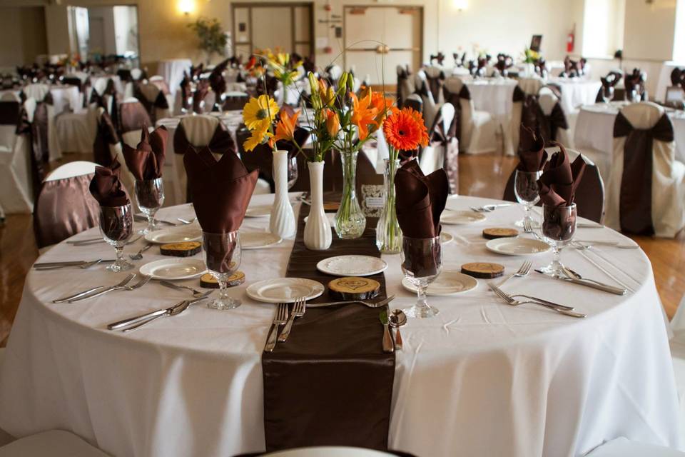 Brown sash and table runner