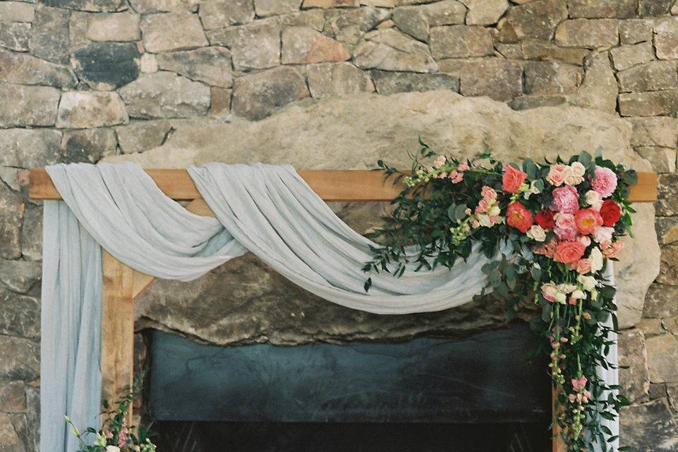 Beautiful floral arch for their ceremony.