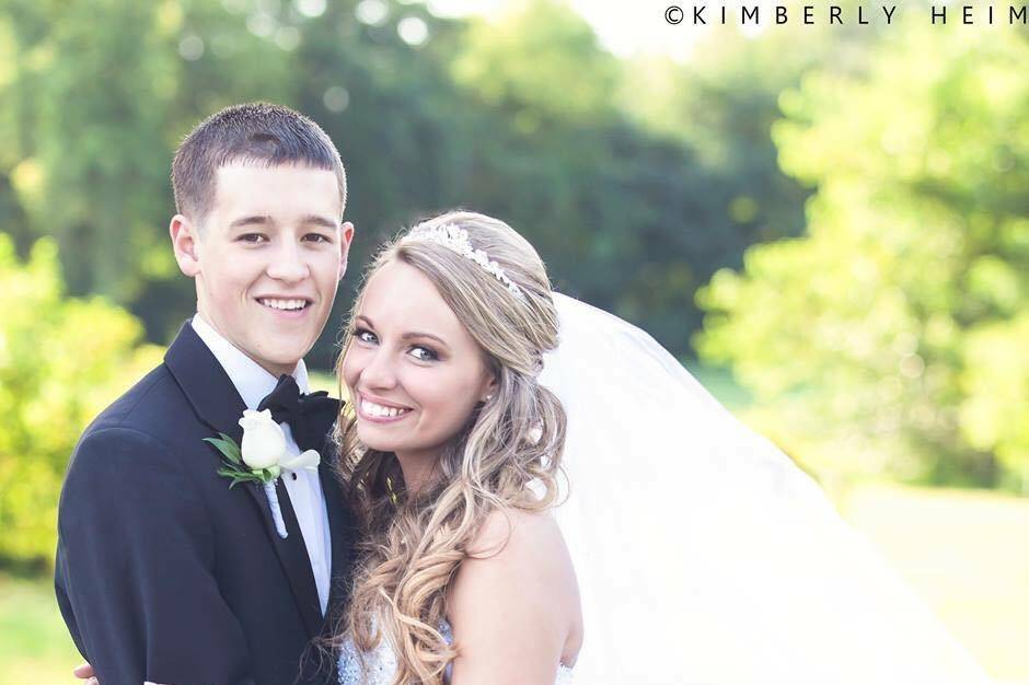 Bride and groom outdoors