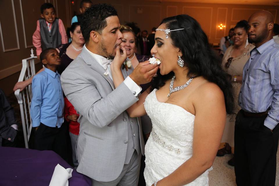 Couple eating cake