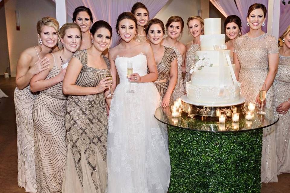 The  bride with her bridesmaids