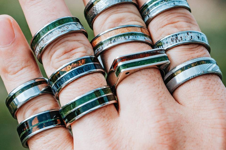 Moss wedding bands