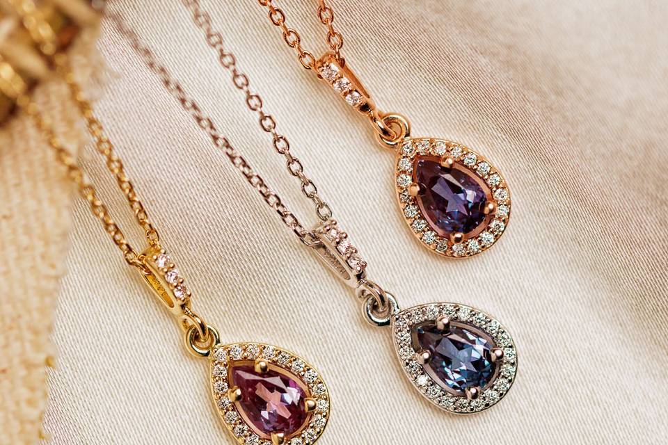 Lab alexandrite necklaces