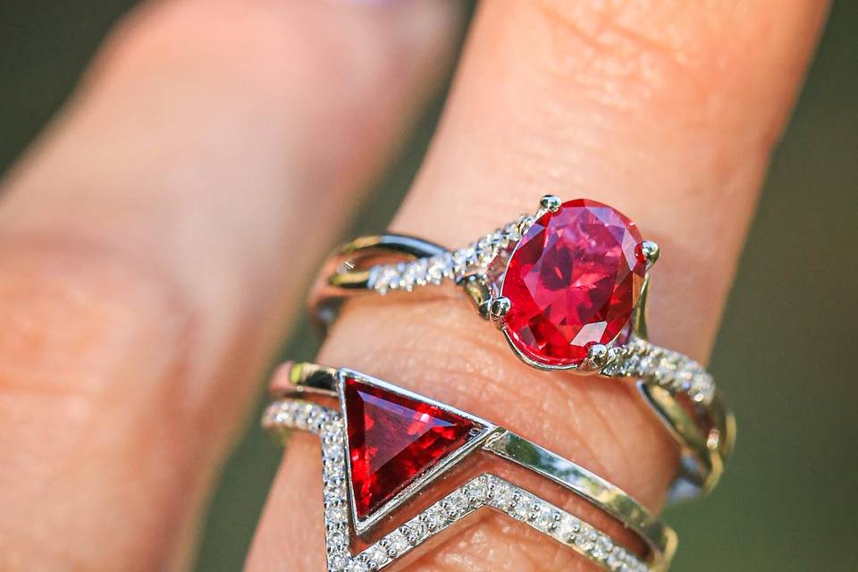 Lab-Created Ruby Rings