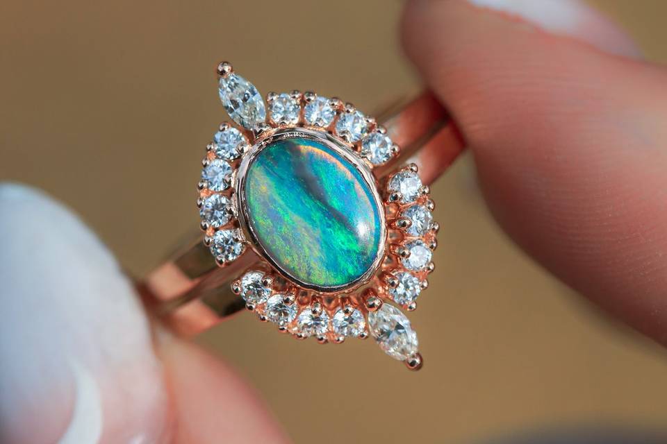 Custom Black Opal Ring