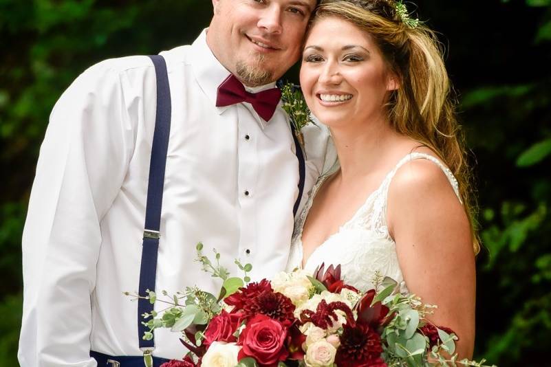 Burgundy, ivory, blush bouquet