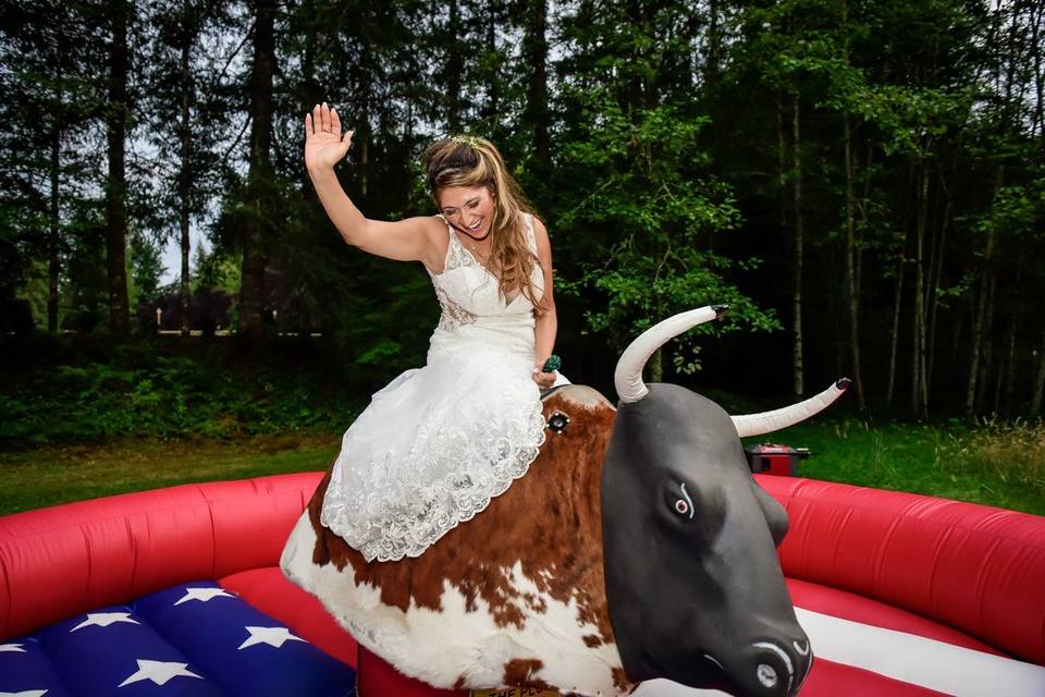 Mechanical bull + bride :-)