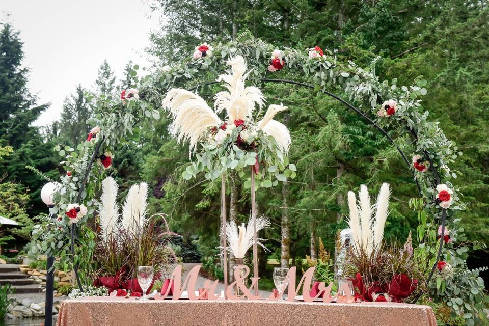 Pampas Grass with floral