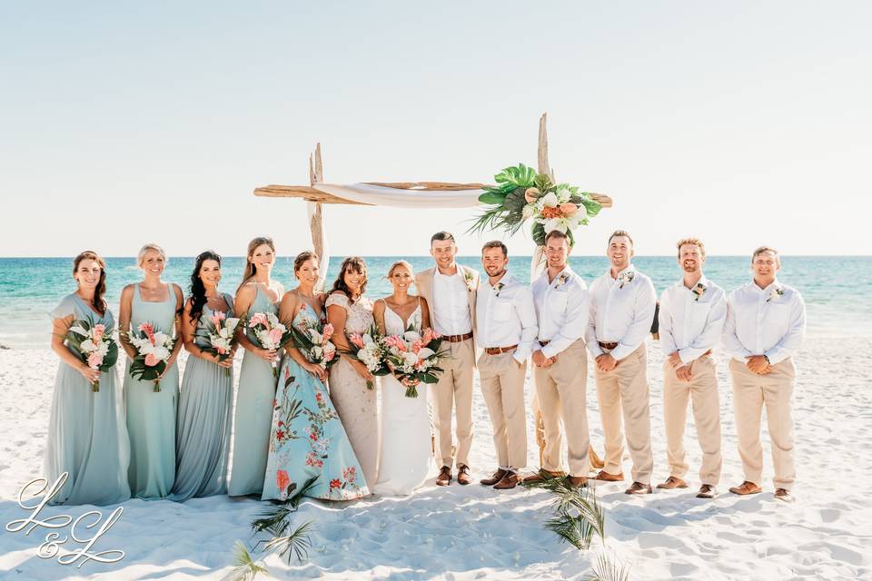 Wedding party on FL beach
