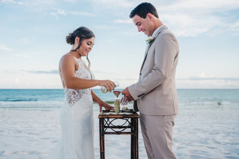 Sand ceremony,  beach wedding