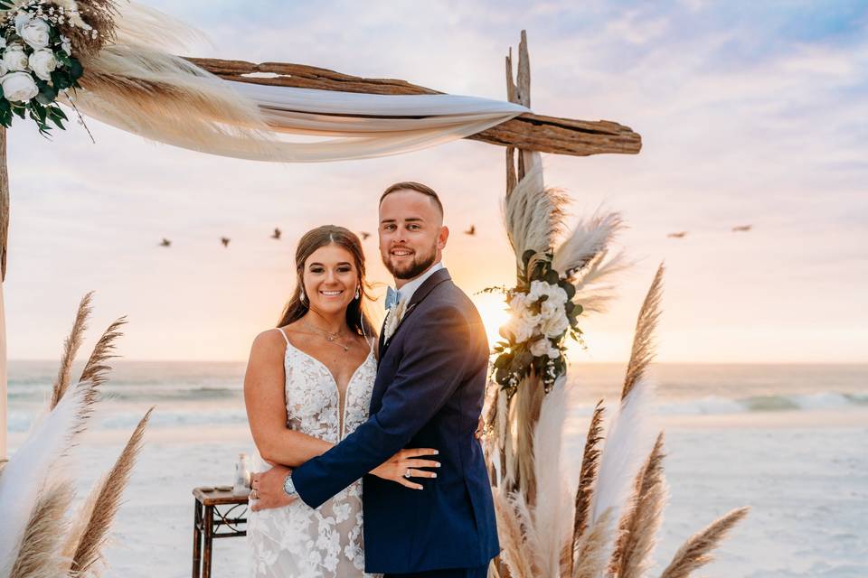 Couple at golden hour on beach