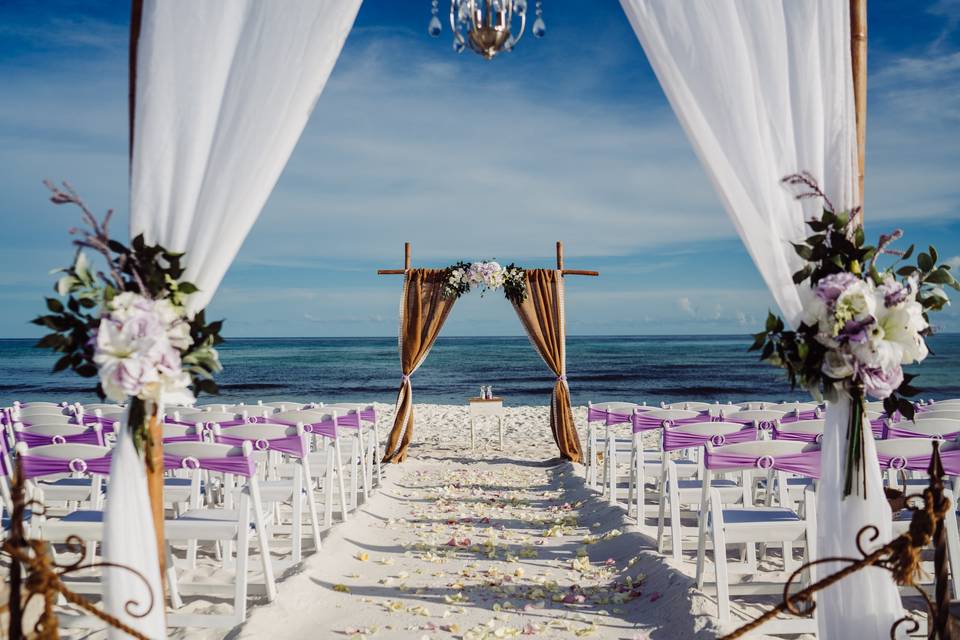 Lavender beach wedding