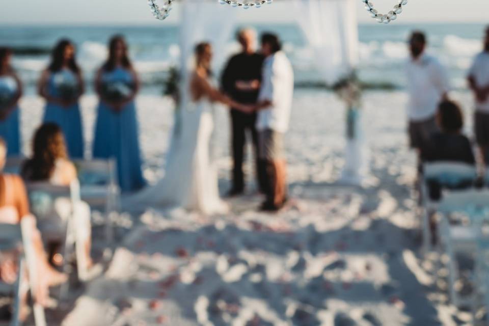 Beach ceremony chandelier