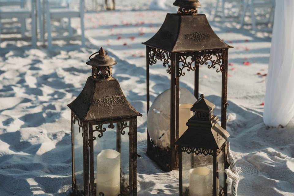 Beach Ceremony decor lanterns