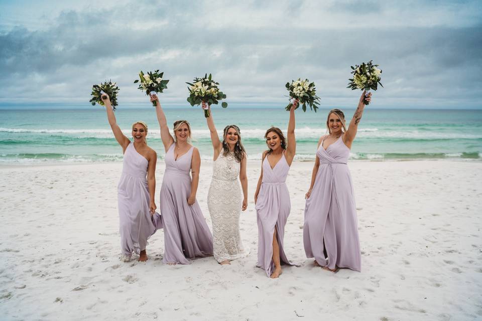 FL Beach bridal party cheering