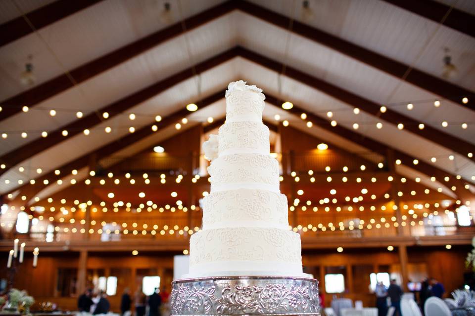 Multiple layered wedding cake