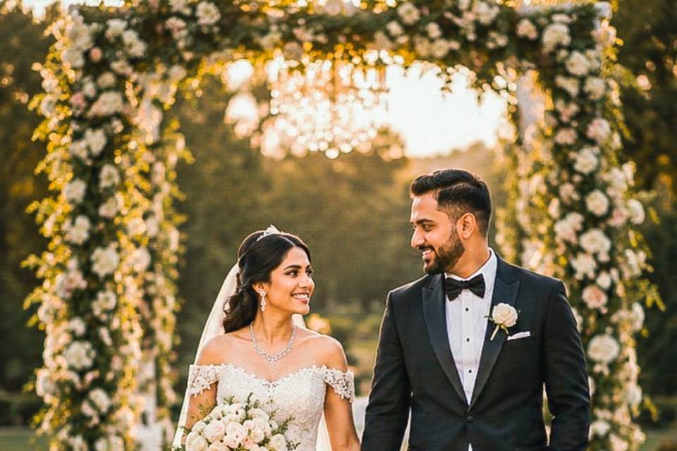 Romantic wedding portrait