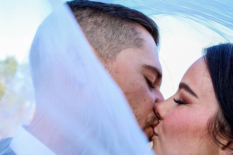 Intimate wedding moment