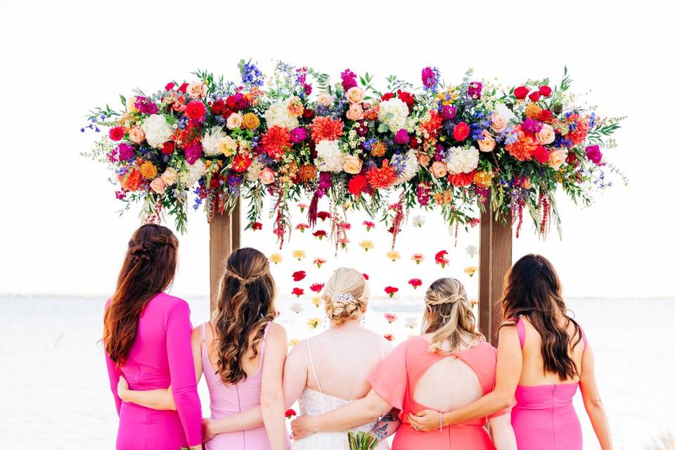 Colorful bridal party