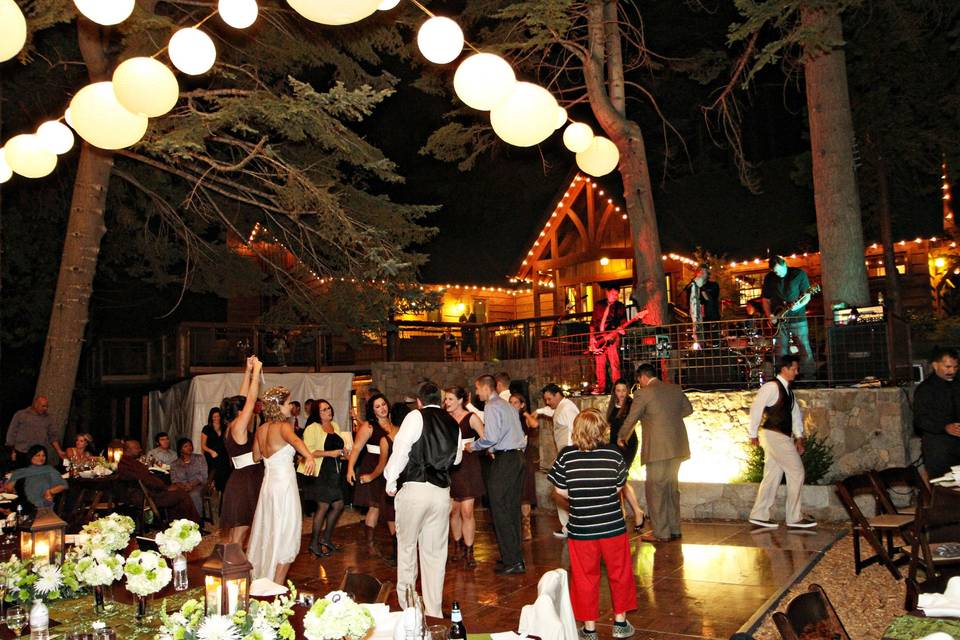 Lighting is key to making an outdoor reception work especially in a remote destination type of wooded setting like Lake Arrowhead