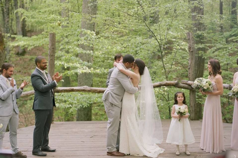 Couple wedding kiss