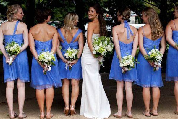 Bride with her bridemaids