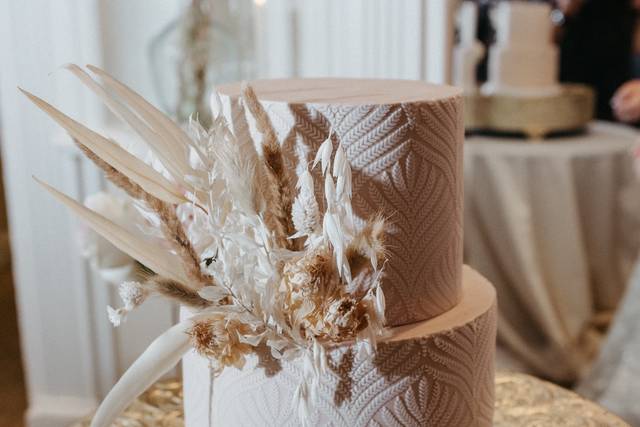 Two tier stenciled cake
