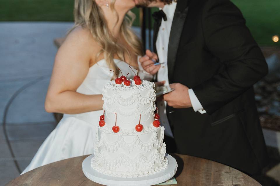 Two tier vintage with cherries