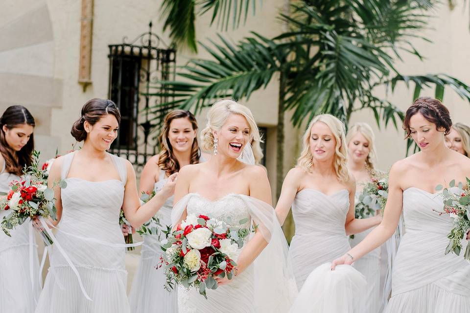 The bride with her bridesmaids