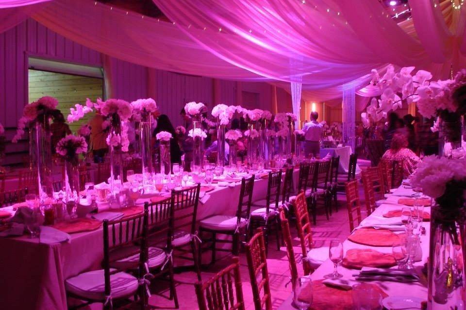 Rectangular tables with center piece