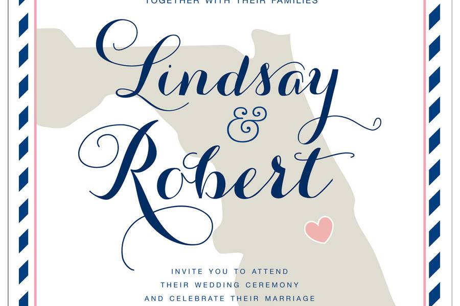 Lindsay's invitation is designed using a few of the same design elements found at the Disney Yacht Club Resort, the venue for the wedding and reception.