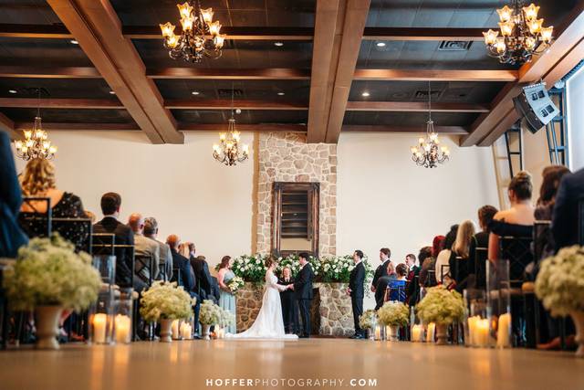Ceremony at fireplace
