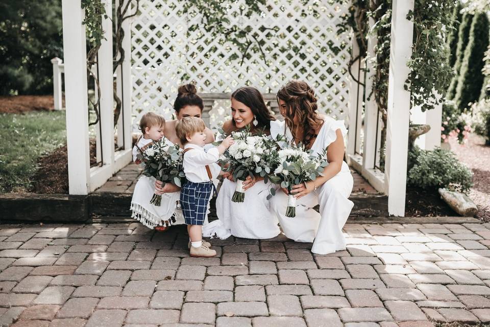 White bridesmaids dresses