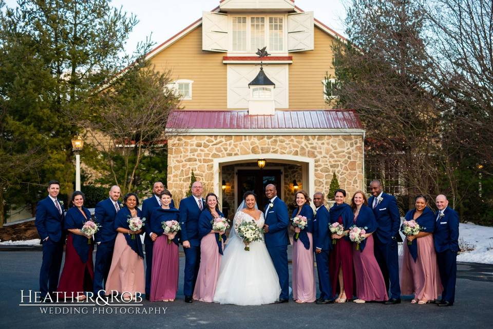 Bridal party in front of Casa