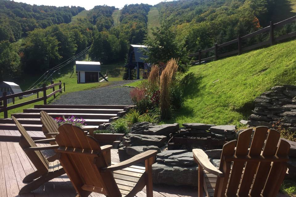 Adirondack chairs and firepit