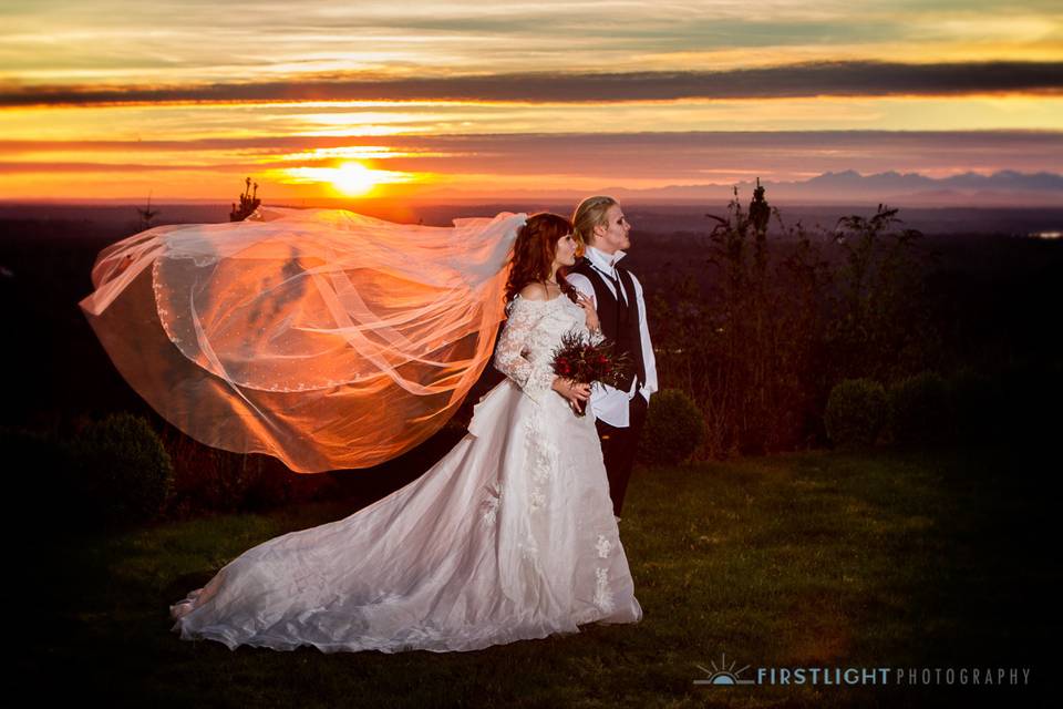 Zombie Bride & Groom at Sunset in Bellevue, WA.