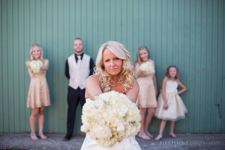 Bride and her wedding party at The Loft in Chehalis, WA.  I love that she had a Dude of Honor!
