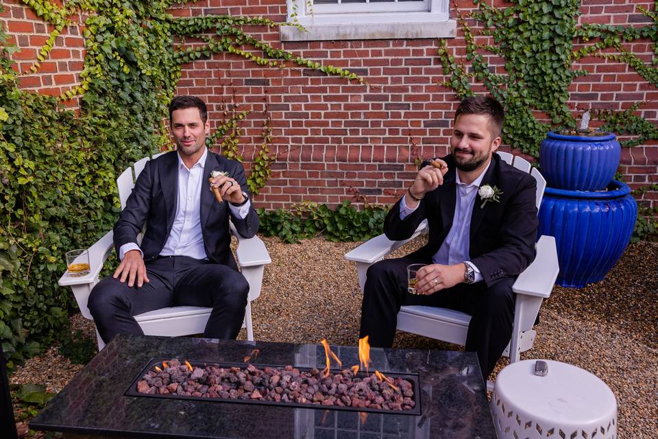 Grooms at Firepit